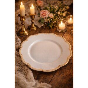 Lot of 3 Haviland France Antique Scallop Dinner Plates 9.5" Gold Gilt Flaws